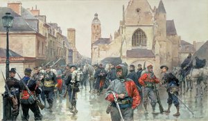En samling av Garibaldini och franska trupper vid Tours av Ludovico Marchetti