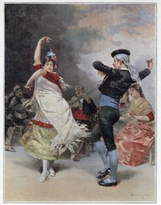 Zigenarna i Granada. Kromotypografi av Ludovico Marchetti (1853-1909) 1889 Privat samling.