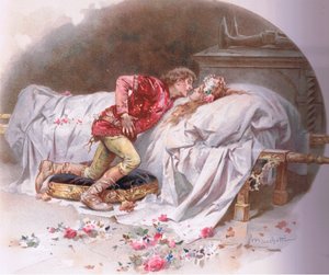 Dina droger är snabba. Så med en kyss dör jag., illustration från Romeo och Julia,