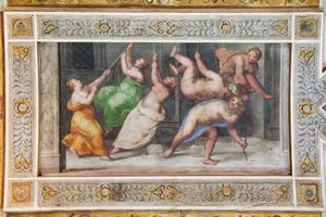 Pyrrhichios-dansen, detalj av taket i Hall of Games (fresk) av Ludovico Settevecchi