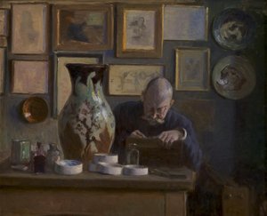 Arkitekten Thorvald Bindesbøll i sitt arbetsrum