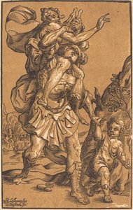 Aeneas räddar sin far från Troja av Ludwig Büsinck after Georges Lallemand