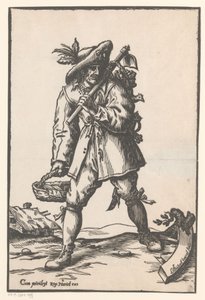Bonde med hacka, korg och kyckling av Ludwig Businck