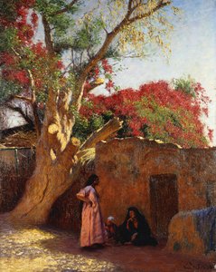 En arabisk familj utanför en by av Ludwig Deutsch