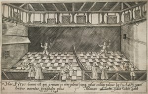 En omgång riktig tennis, ca 1600 (gravyr) av Ludwig Ditzinger