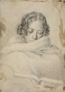 Porträtt av författaren Bettine von Arnim 1785-1859, född Brentano, ca 1809.