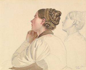 Studier av en kvinna som ber, tidigt till mitten av 1800-talet.