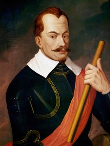Albrecht Wallenstein, hertig av Friedland, kejserlig fältmarskalk under trettioåriga kriget, mördad av sina egna officerare 1634 i Eger ... (målning på duk) av Ludwig Ferdinand Schnorr von Carolsfeld