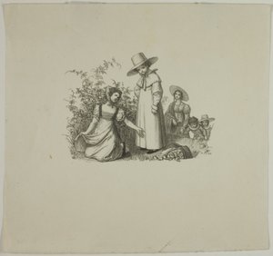 Familj med picknickkorgar