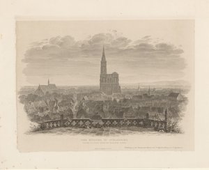 Porträtt av katedralen i Straatsburg Ministern i Strasbourg sett från Thomaskyrkans östra torn (titel på objektet) av Ludwig Friedrich Schnell