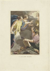 Allegorisk framställning med teckning, skrift och målning Titelsida för: M. Stuart, Man as he appears on the known globe, 1802