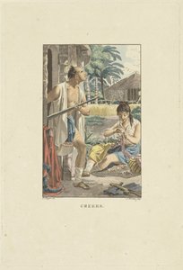 Par vid sin stuga på fältet Creeks (titel på objekt) av Ludwig Gottlieb Portman