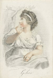 hörsel Utfrågning (titel på föremål) Fem sinnen representerade av kvinnliga figurer (serietitel) Die Funf Sinne (serietitel) av Ludwig Gottlieb Portman