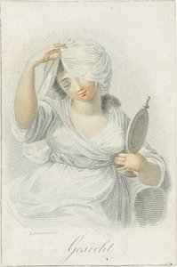 Syn Ansikte (titel på objekt) Fem sinnen representerade av kvinnliga figurer (serietitel) Die Funf Sinne (serietitel) av Ludwig Gottlieb Portman