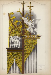 Detalj av orgeln i St Mary-kyrkan, Lubeck, Tyskland (färg litho) av Ludwig Gruner