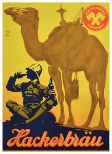 Affischannons för Hackerbrau Beer, ca 1930 (litografi) av Ludwig Hohlwein