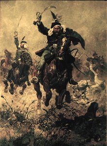 Överste Rodakowski rider framför sitt regemente i slaget vid Custoza...