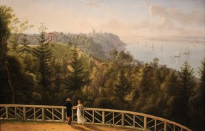 View from Baurs park to Hamburg av Ludwig Philipp Strack