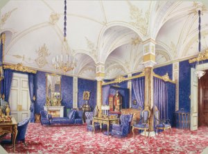 Interiörer av Vinterpalatset. Kejsarinnan Maria Alexandrovnas sängkammare, 1859