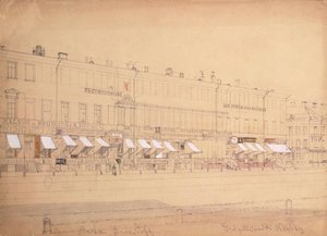 Demidov Hotel vid Nevsky Prospekt i St. Petersburg, mitten av 1800-talet