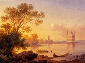 Utsikt över Rose-paviljongen Ozerki i Peterhof