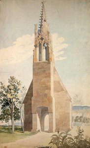 Det gotiska kapellet nära Witzenhausen (akvarell över penna på papper) av Ludwig Sigismund Ruhl