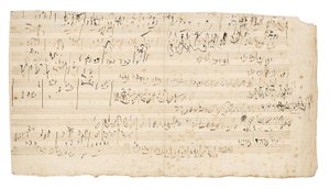 Autografmusikmanuskript, ett skissblad för den långsamma satsen av Stråkkvartetten i C, Op.59, No.3, den tredje "Razumovsky"-kvartetten, Wien, ca 1806 av Ludwig van Beethoven