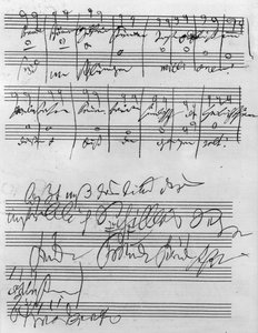 Handskriven musikmusik (bläck på papper)