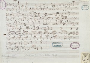 Sida av musikaliska partitur av "Fidelio": början av akt III