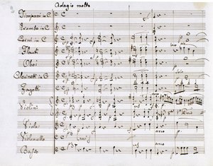 Noter till Symfoni nr 1 i C-dur av den tyske kompositören Ludwig van Beethoven (1770-1827) (1799-1800) Milano Biblioteca del Conservatorio