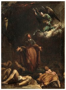 North Transept, San Roccos altare 1635, 45, Genovesino 1645, San Rocco får pestens upphörande, Målad nedre vänstra delen