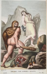 Hercules räddar Hesione eller Ercole che Libera Enione, Bok XI, illustration från Ovidius