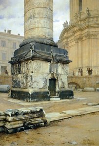 Trajanus kolumn i Rom, av Luigi Bazzani (1836-1927). Olja på duk 70,5x103 cm.