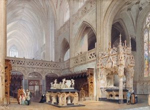 Interiör av Brou kyrka i Bourg-en-Bresse