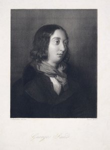 Porträtt av George Sand, pub. 1837 (gravyr)