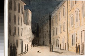 Perspektiv av Strada Nuovissima i Genua (akvarell, ca 1825) av Luigi Garibbo
