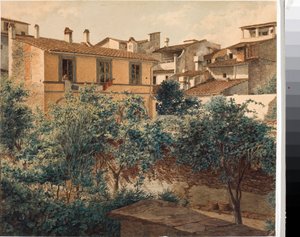 Utsikt över hus i Florens (akvarell, ca 1825) av Luigi Garibbo