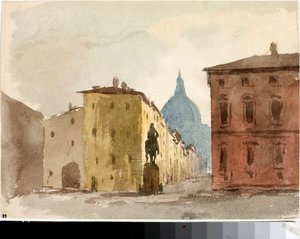 Utsikt över torget i kyrkan Santa Annunziata, Florens (akvarell, cirka 1825)