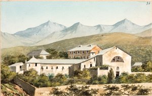 Utsikt över helgedomen Nostra Signora del Monte, Genua (Akvarell, cirka 1825) av Luigi Garibbo