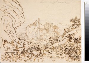 Arbetare i ett stenbrott i Fiesole, nära Florens (bläckteckning, cirka 1823) av Luigi Garibbo