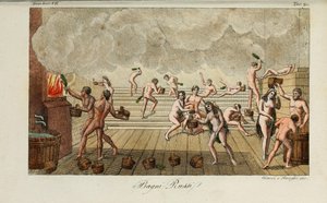 ryskt bad. Illustration från antik och modern kostym eller regeringshistoria... av Giulio Ferrario, 1831
