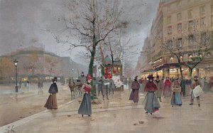 Kväll i Opera Quartier of the Grands Boulevards, tidigt 1900-tal ]