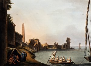 Gamla murar och obelisk av Cleopatra, Luigi Mayer (1755-1803), gravyr från Vedute