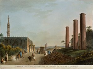 Egypten, Alexandria, Granitpelare i Canopus portik av Luigi Mayer av Luigi Mayer