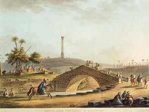 Egypten, bro över Alexandriakanalen, av Luigi Mayer, gravyr