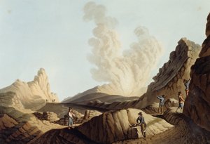 Ön Stromboli, krater av Luigi Mayer