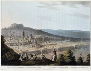 Vy över Jerusalem tagen från Oljeberget - gravyr av Luigi Mayer