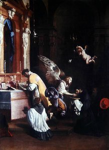 The Last Communion of St. Bonaventure (olja på duk) av Luigi Mirandori