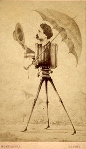 Karikatyr av fotograf och kamera av Luigi Montabone