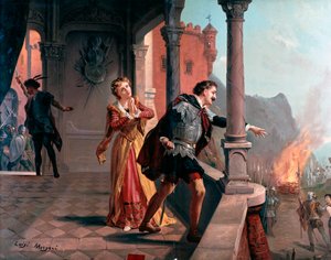 Illustration för Manrico aria, Di quel pira akt III, i Il Trovatore, opera av Giuseppe Verdi